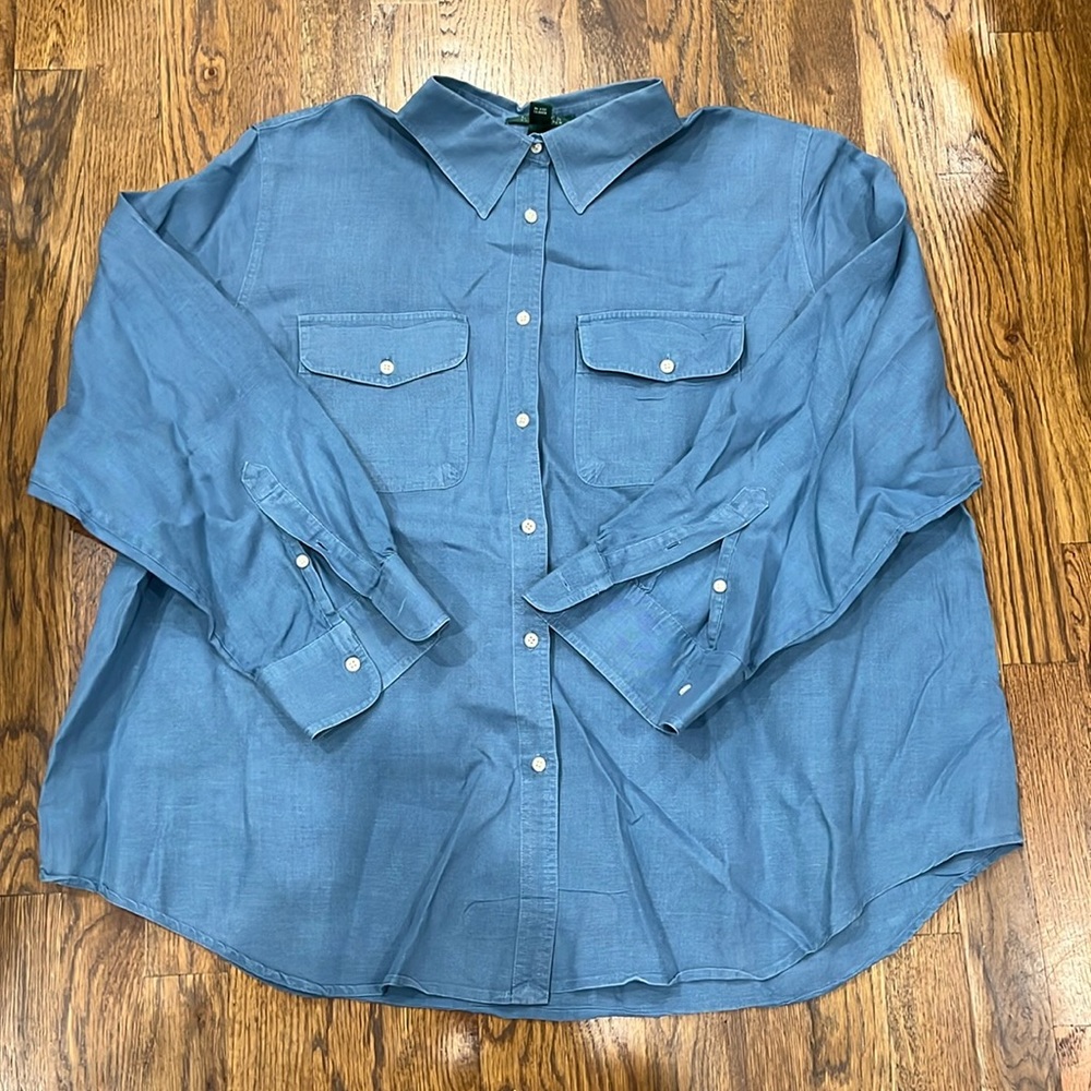Lauren Ralph Lauren women’s roll sleeve linen shirt, 2X